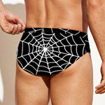 Black And White Cobweb Print Men's Swim Briefs