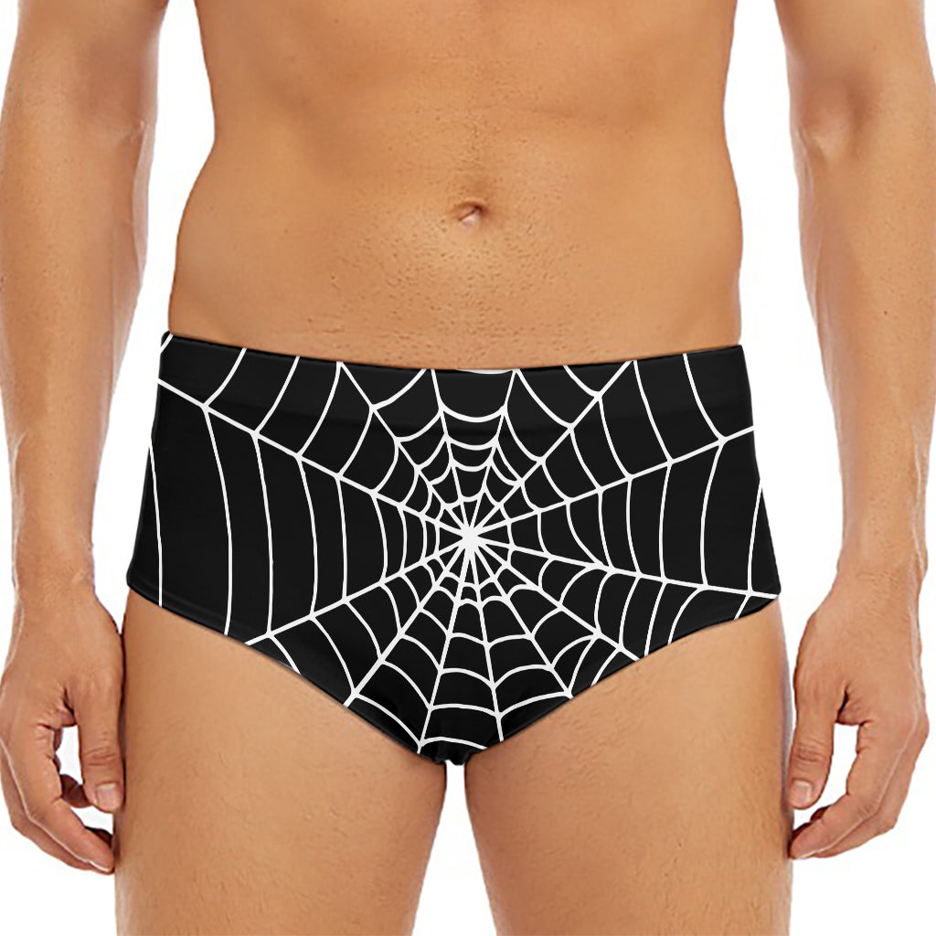 Black And White Cobweb Print Men's Triangle Swim Briefs