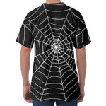 Black And White Cobweb Print Men's Velvet T-Shirt