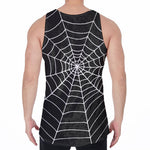 Black And White Cobweb Print Men's Velvet Tank Top