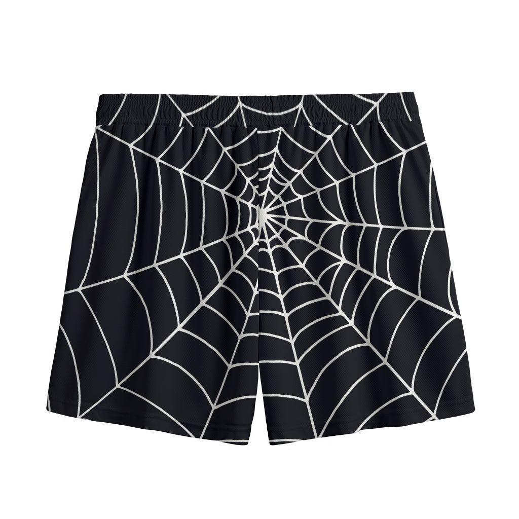 Black And White Cobweb Print Mesh Shorts