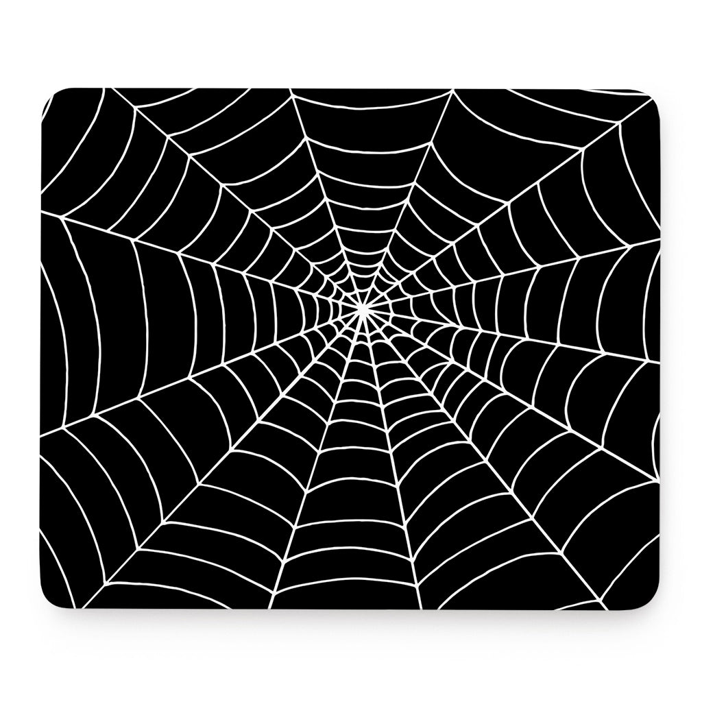 Black And White Cobweb Print Mouse Pad