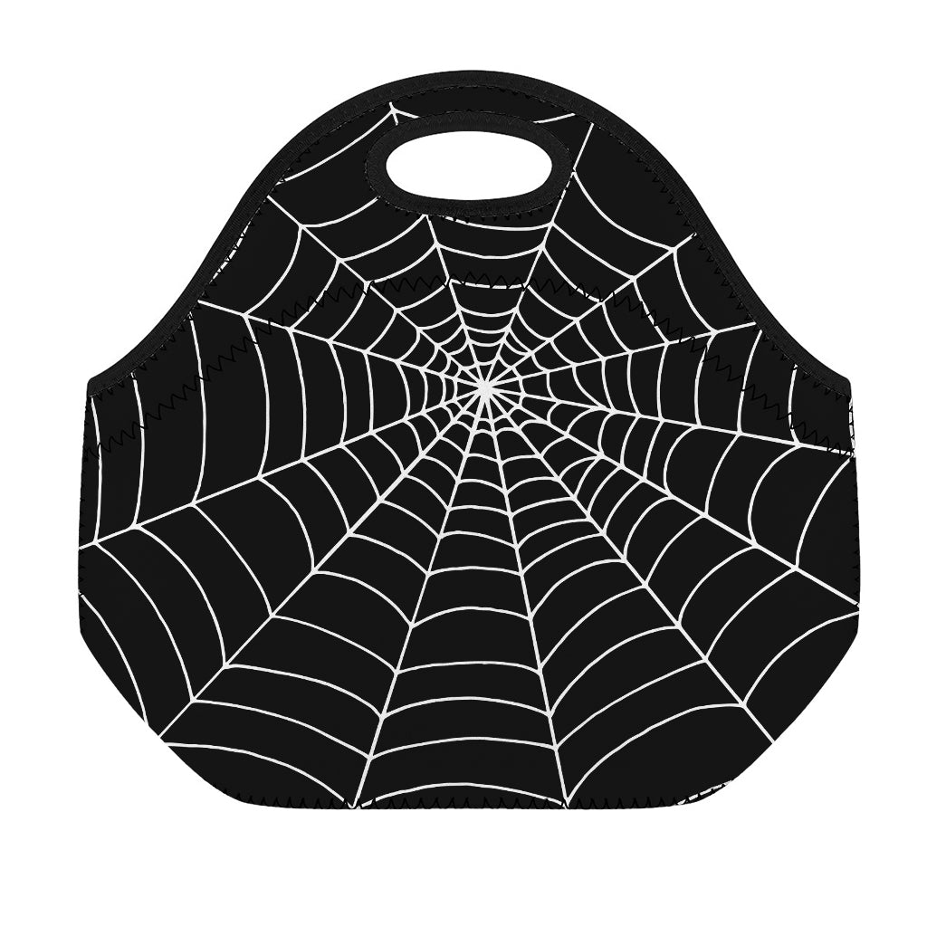 Black And White Cobweb Print Neoprene Lunch Bag