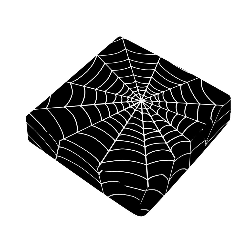 Black And White Cobweb Print Outdoor Seat Cushion Cover