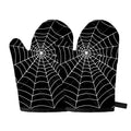 Black And White Cobweb Print Oven Mitts