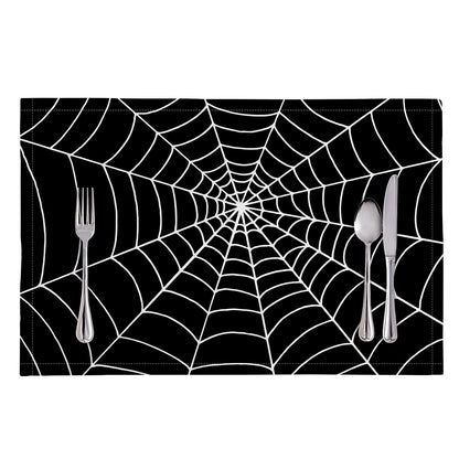 Black And White Cobweb Print Placemat