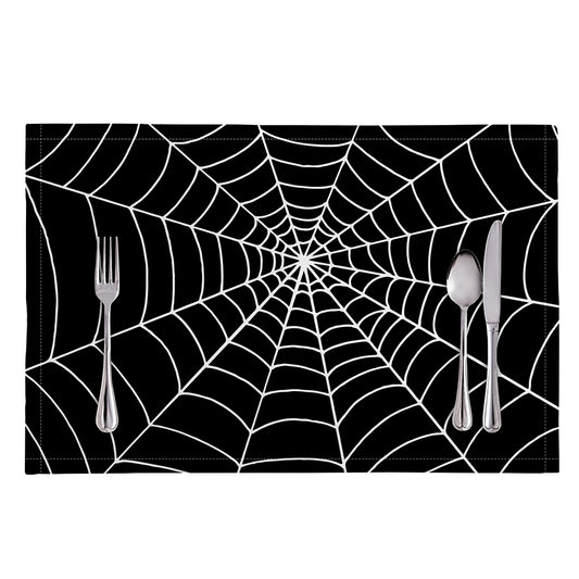 Black And White Cobweb Print Placemat