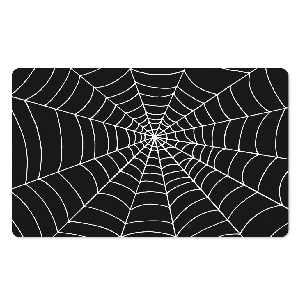 Black And White Cobweb Print Polyester Doormat