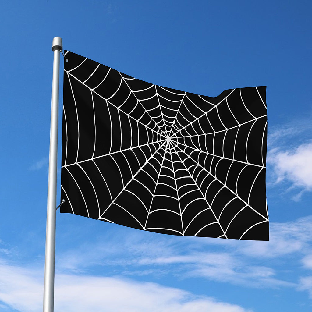 Black And White Cobweb Print Polyester Flag