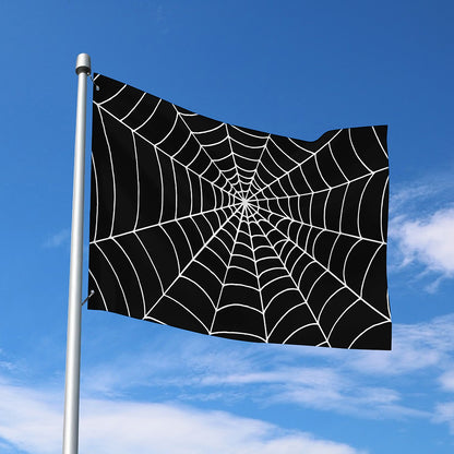 Black And White Cobweb Print Polyester Flag