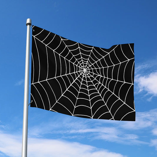 Black And White Cobweb Print Polyester Flag