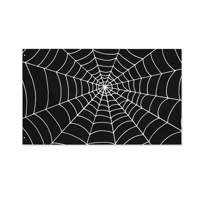 Black And White Cobweb Print Polyester Flag