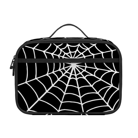 Black And White Cobweb Print Portable Lunch Bag