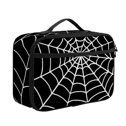 Black And White Cobweb Print Portable Lunch Bag