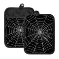 Black And White Cobweb Print Pot Holders With Pocket