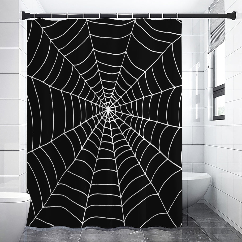 Black And White Cobweb Print Premium Shower Curtain