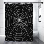 Black And White Cobweb Print Premium Shower Curtain