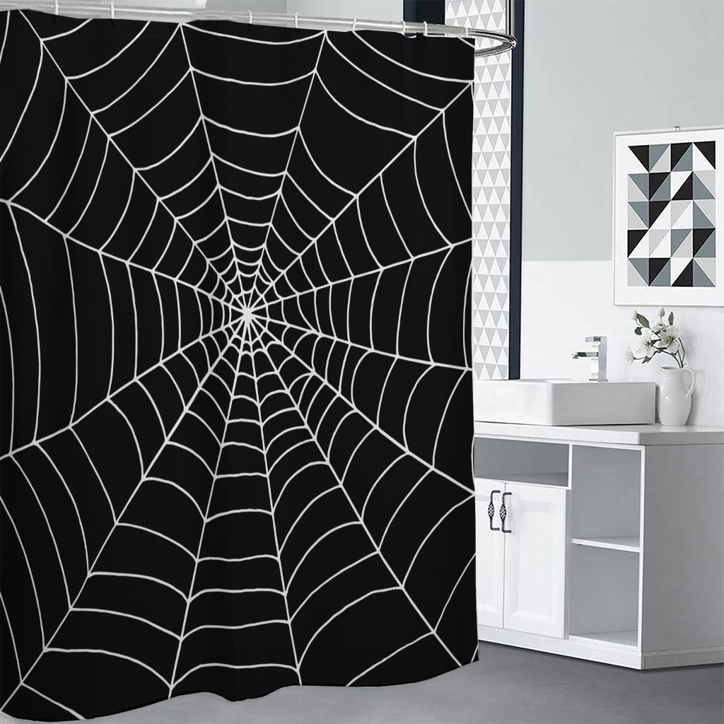 Black And White Cobweb Print Premium Shower Curtain