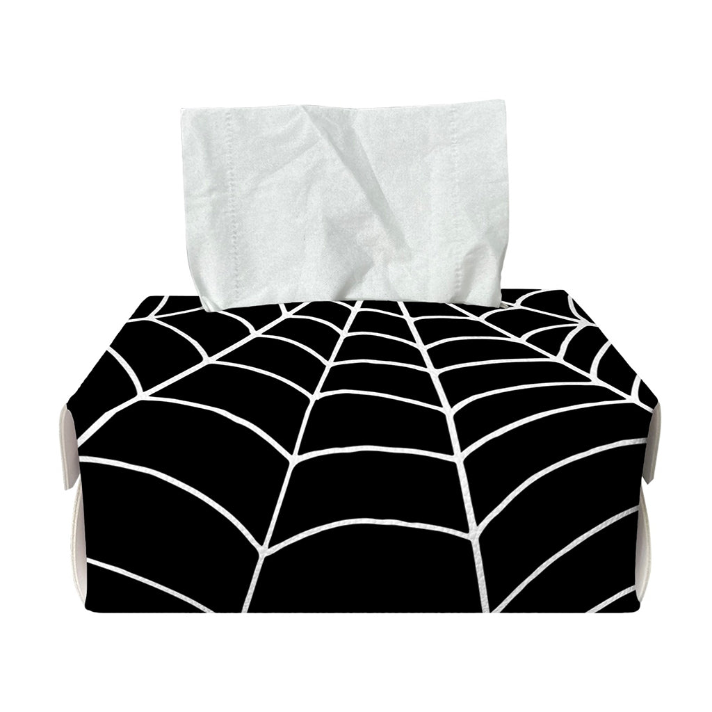 Black And White Cobweb Print Rectangle Tissue Box Cover