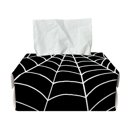 Black And White Cobweb Print Rectangle Tissue Box Cover