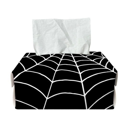Black And White Cobweb Print Rectangle Tissue Box Cover