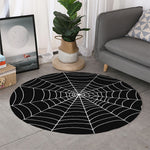 Black And White Cobweb Print Round Rug