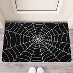 Black And White Cobweb Print Rubber Doormat