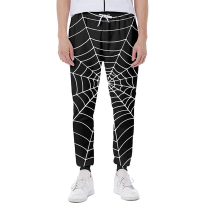 Black And White Cobweb Print Scuba Joggers