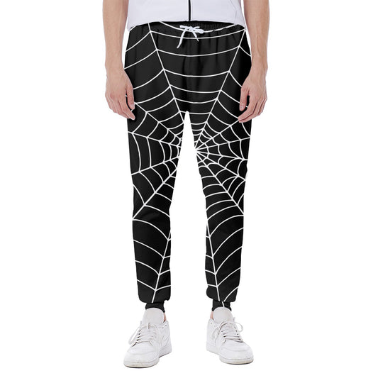 Black And White Cobweb Print Scuba Joggers