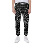 Black And White Cobweb Print Scuba Joggers