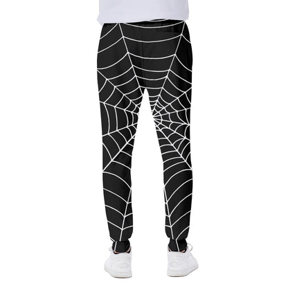 Black And White Cobweb Print Scuba Joggers