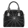 Black And White Cobweb Print Shoulder Handbag