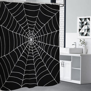 Black And White Cobweb Print Shower Curtain