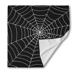 Black And White Cobweb Print Silk Bandana