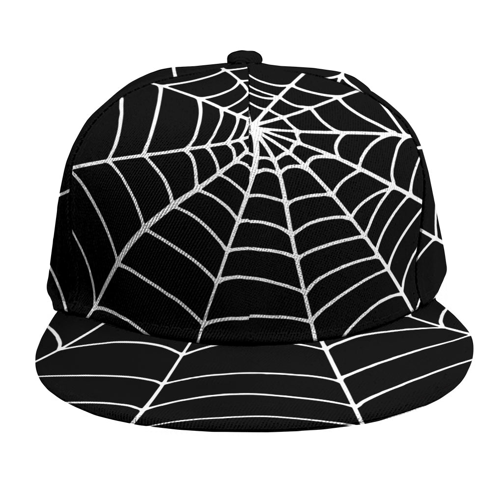 Black And White Cobweb Print Snapback Cap