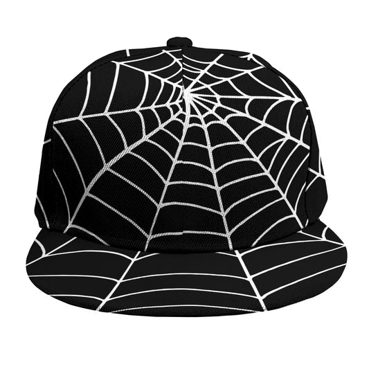 Black And White Cobweb Print Snapback Cap