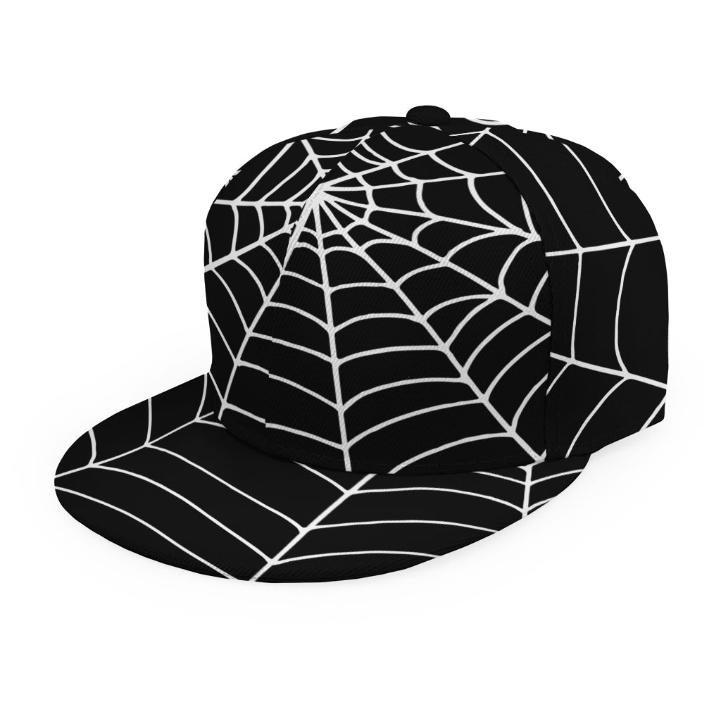Black And White Cobweb Print Snapback Cap
