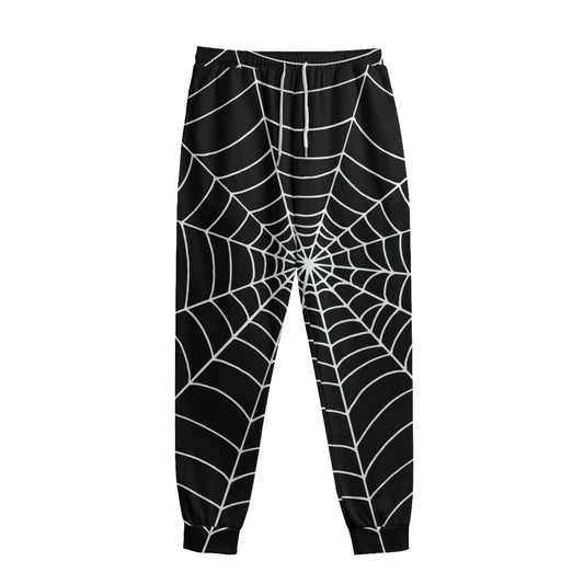 Black And White Cobweb Print Sweatpants