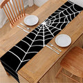 Black And White Cobweb Print Table Runner