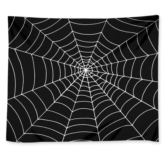 Black And White Cobweb Print Tapestry