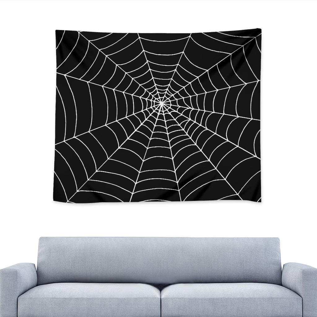 Black And White Cobweb Print Tapestry