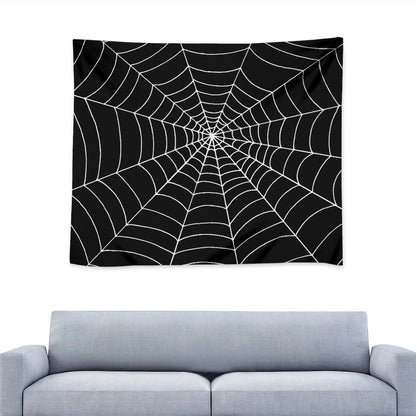 Black And White Cobweb Print Tapestry