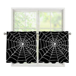 Black And White Cobweb Print Tier Curtains