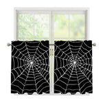 Black And White Cobweb Print Tier Curtains