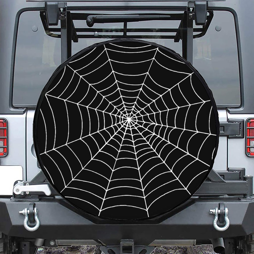 Black And White Cobweb Print Tire Cover