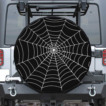 Black And White Cobweb Print Tire Cover
