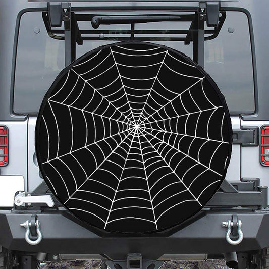 Black And White Cobweb Print Tire Cover