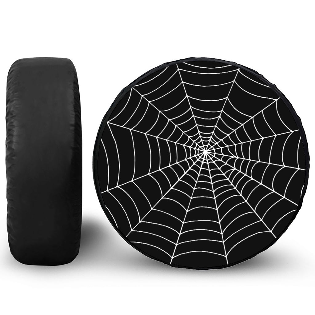 Black And White Cobweb Print Tire Cover