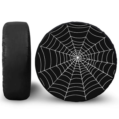 Black And White Cobweb Print Tire Cover