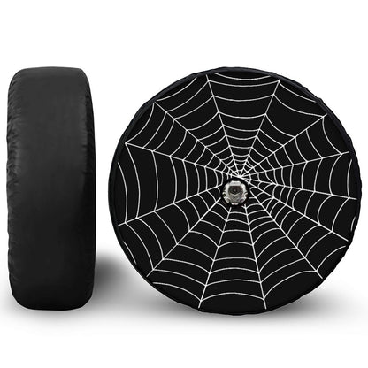 Black And White Cobweb Print Tire Cover With Camera Hole